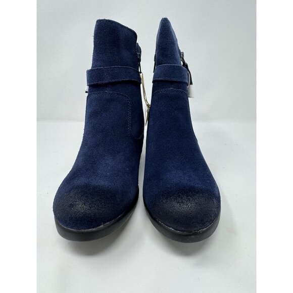 NEW Earth Origins Tori Dark Blue Water Repellent Suede Zip Up Heeled Boot Sz 7.5 - Picture 6 of 11